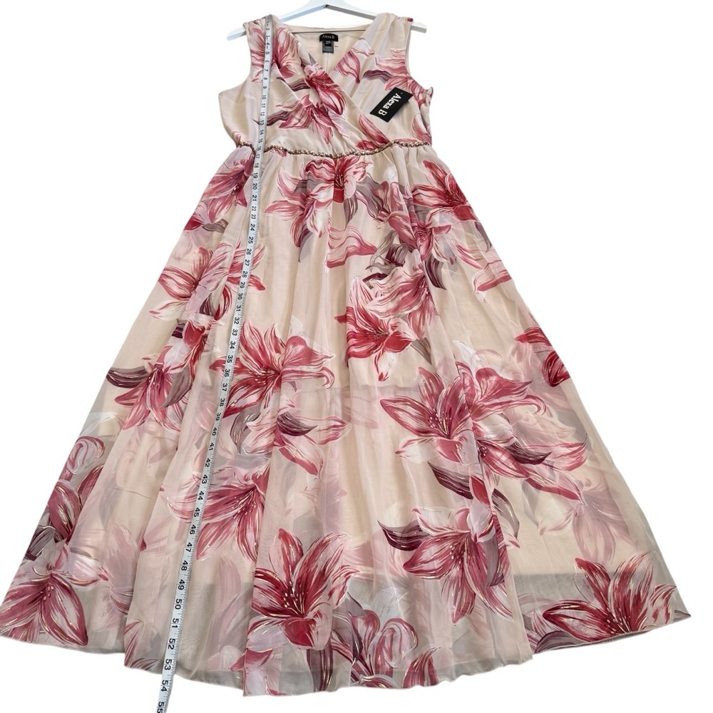 NWT Alexa B Floral Print Rhinestones Beautiful Maxi Dress Women’s Size 14W - Picture 10 of 14